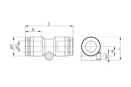 Фитинг прямой пластик 14 мм CDC Pneumatics PUC 14N