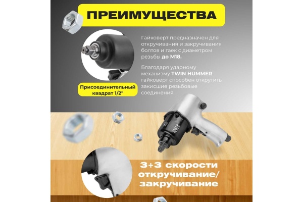 Пневмогайковерт DGM DTW-7012