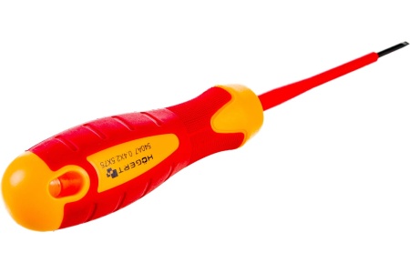 Изолированная отвертка с прямым шлицем HOEGERT TECHNIK SL2,5, 75 мм, 1000 V, сталь S2 HT1S902