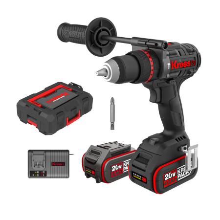 Дрель-шуруповерт аккумуляторная ударная бесщеточная KRESS KUC35, 20В, 150Нм, 4Ач х2, ЗУ 6А, кейс