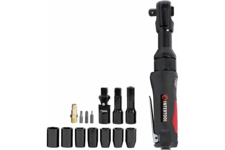 Угловой пневматический гайковерт INTERTOOL + набор головок PT-1110