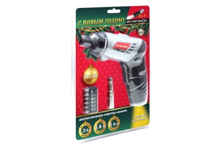 Аккумуляторная отвертка Интерскол ОА-3.6Ф НОВОГОДНЯЯ УПАКОВКА 433.3.2.10