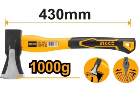 Топор с фибергласовой ручкой INGCO 1000 г HAX03010008