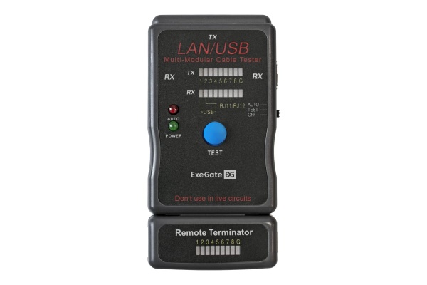 Сетевой тестер ExeGate EX-T5448 для RJ-45 RJ-11 RJ-12 USB 293160