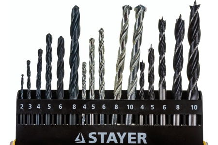 Набор сверл комбинированных STANDARD (16 предметов) Stayer 29720-H16 Набор сверл комбинированных STANDARD (16 предметов) Stayer 29720-H16