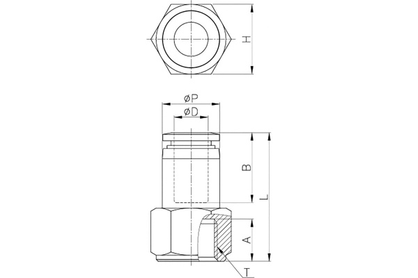 Фитинг 8 мм с внутренней металлической резьбой G3/8" CDC Pneumatics PCF 08G03