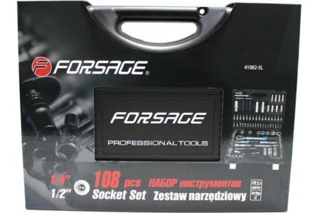 Набор инструментов с телескопическими трещотками Forsage F-41082-5L 108пр.1/4''&1/2''(6гр.)(4-32мм) 48321