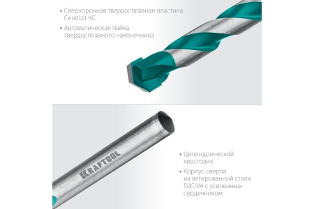 Сверло по керамограниту KRAFTOOL Keramo 12x160 мм 29175-160-12 Сверло по керамограниту KRAFTOOL Keramo 12x160 мм 29175-160-12