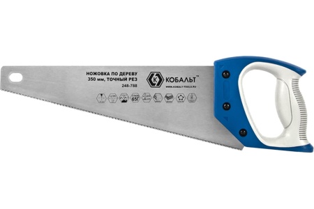 Ножовка по дереву 350 мм, шаг 2 мм/12 TPI, закаленный зуб, 3D-заточка КОБАЛЬТ 248-788