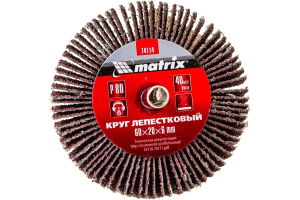 Круг лепестковый (P80; 60x20x6 мм) для дрели MATRIX 74114