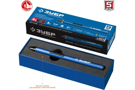 Аккумуляторная отвертка для точных работ Зубр Профессионал 4 Vmax, с набором 20 бит ОТР-4 Н20