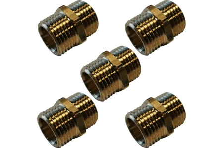 Ниппель латунный пневмо 1/4" НР, 5 шт HG 1644743