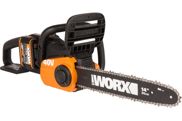 Бесщеточная цепная аккумуляторная пила WORX 40 В, 2х2.0 А*ч, двойное ЗУ 2x2A WG384E Бесщеточная цепная аккумуляторная пила WORX 40 В, 2х2.0 А*ч, двойное ЗУ 2x2A WG384E