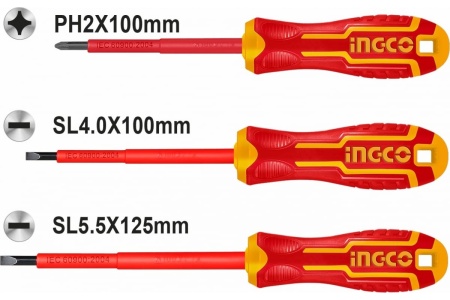 Набор диэлектрических отверток 3 шт INGCO HKISD0308