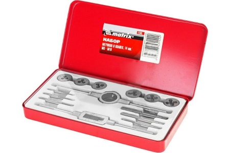 Набор метчиков и плашек М3 - М10, 14 шт. MATRIX MASTER 77345
