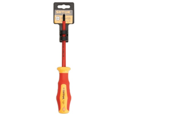 Диэлектрическая крестовая отвертка SHTOK 1000В Ph2x125 мм 09206