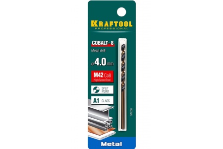 Сверло по металлу COBALT HSS-Co 8% сталь М42 (4х75 мм) Kraftool 29656-4 Сверло по металлу COBALT HSS-Co 8% сталь М42 (4х75 мм) Kraftool 29656-4