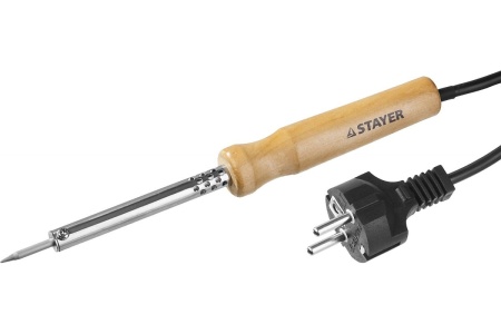 Паяльник Stayer MAXTerm с деревянной рукояткой жало-конус 25 Вт 55310-25
