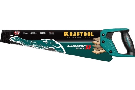 Ножовка для точного реза Kraftool "Alligator BLACK", 450 мм, 11 TPI 3D зуб, 15205-45