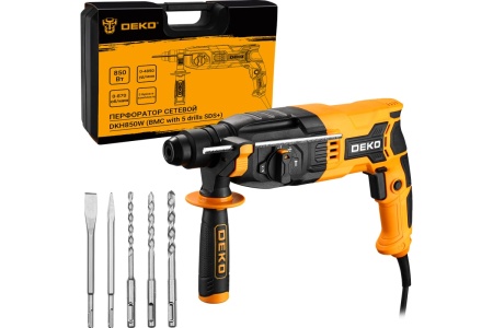 Сетевой перфоратор DEKO DKH850W в кейсе, с набором из 5 буров SDS+, 850Вт 063-4111