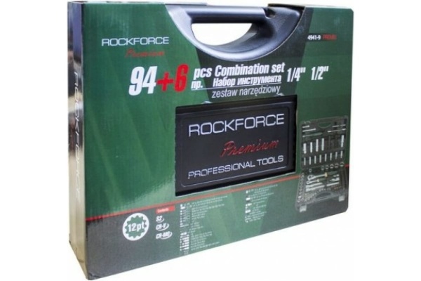 Набор торцевых головок и вставок ROCKFORCE 1/2, 1/4 DR 12-гранных, 94пр+6пр. RF-4941-9-PREMIUM