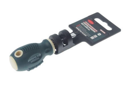 Шлицевая магнитная отвертка ROCKFORCE Profi S2 5.5х40мм на пластиковом держателе RF-7035540