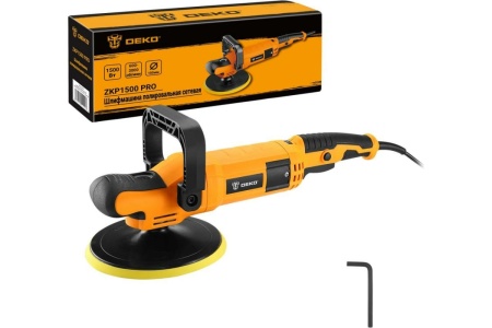 Сетевая полировальная шлифмашина DEKO ZKP1500 PRO, 180 мм, 1500 Вт, плавный пуск 063-4320