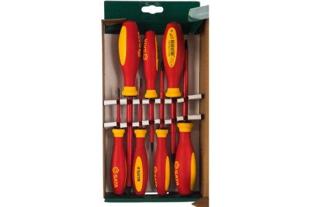 Комбинированный набор изолированных крестовых и плоских отверток 7шт Sata 09301A