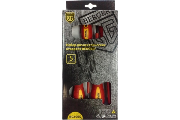Набор диэлектрических отверток до 1000V, 5шт Berger BG BG1065