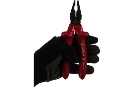 Плоскогубцы Зубр "ЭКСПЕРТ" "ЭЛЕКТРИК" комбинированные, диэлектрические, высоковольтные до ~1000В, 200мм 2214-1-20_z02