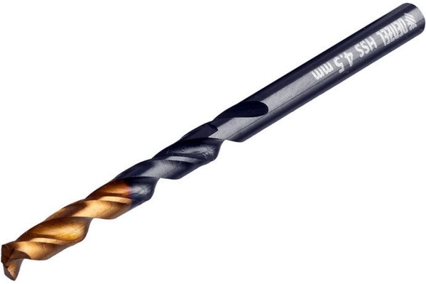 Сверло по металлу Golden Tip 4.5 мм, HSS-Tin, 10 шт, DIN 338 Denzel 717211 Сверло по металлу Golden Tip 4.5 мм, HSS-Tin, 10 шт, DIN 338 Denzel 717211