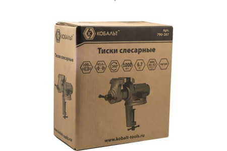 Слесарные поворотные тиски КОБАЛЬТ настольные, ширина губок 100 мм 790-267