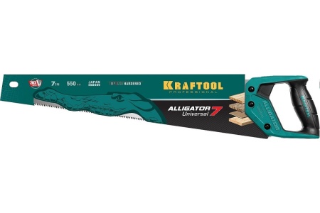 Универсальная ножовка Kraftool Alligator 7", 550 мм, 7 TPI 3D зуб. 15004-55
