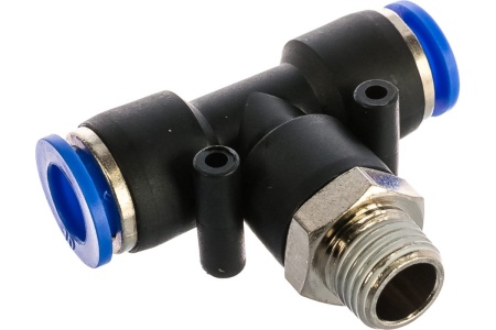 Фитинг Т-образный с наружной резьбой (10 мм; 1/4") для пластиковых трубок ROCKFORCE RF-SPB10-02