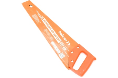 Ножовка по дереву BOHRER 400 мм, сталь 65Mn, каленые зубья, 2D заточка, шаг 7TPI универсальный зуб, пластиковая рукоятка 44221400