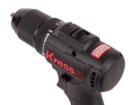 Дрель-шуруповерт аккумуляторная бесщеточная KRESS KU212.1, 20В, 50Нм, 2Ач x2, ЗУ 2А, Сумка + коробка