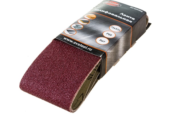 Лента шлифовальная (3 шт; 75х533 мм; Р60) AV Steel AV-820506