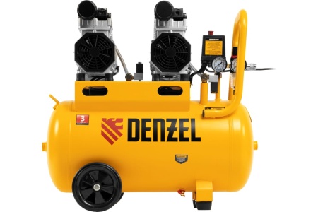 Безмаслянный малошумный компрессор Denzel DLS 1500/50, 1500 Вт, 2x750, 50 л, 260 л/мин 58027