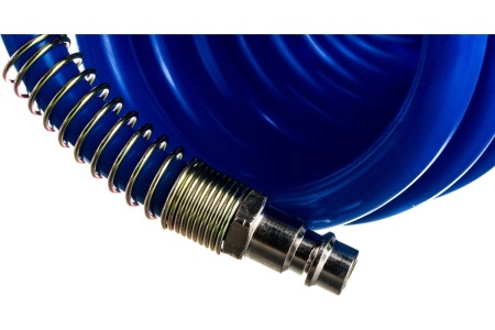 Шланг спиральный синий с быстросъемными соединениями профи (15 м; 8х12 мм; 20 бар) Pegas pneumatic 4913