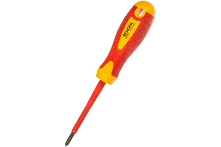 Диэлектрическая крестовая отвертка PH1*80мм, до 1000V Berger BG BG1056