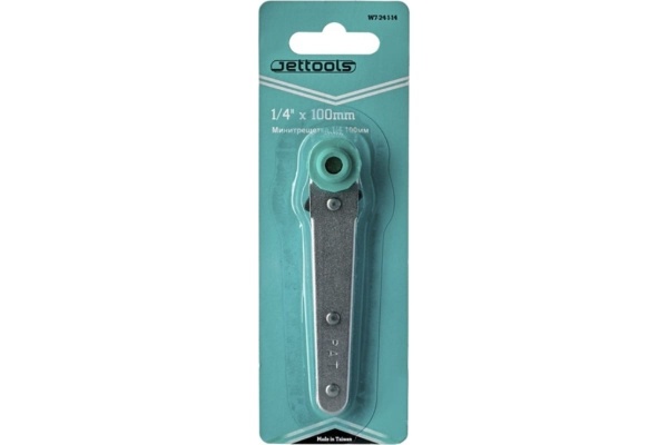 Мини трещотка для бит с реверсом 1/4 100мм Jettools W7-24-1-14