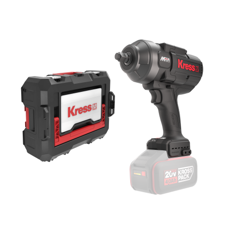 Гайковерт аккумуляторный бесщеточный KRESS KU33.91, 20В, 1/2", 1300 Нм, без АКБ и ЗУ, кейс
