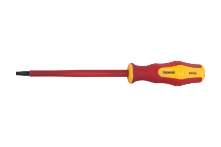 Шлицевая диэлектрическая отвертка THORVIK SDLI512 VDE 1000 v SL5.5x125 мм 52174
