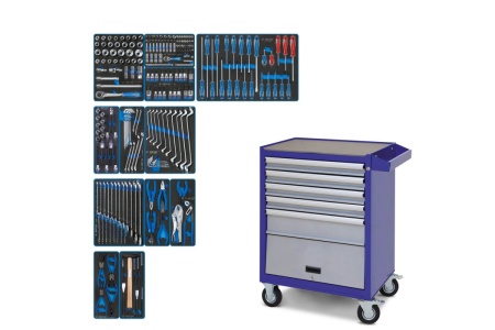 Набор инструментов KING TONY "EFFORT" в синей тележке, 235 предметов 934-235AMB