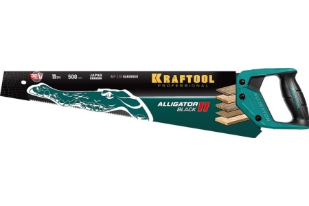 Ножовка для точного реза Kraftool "Alligator BLACK", 500 мм, 11 TPI 3D зуб, 15205-50
