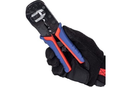 Пресс-клещи для штекеров RJ 45 Knipex 3-в-1, кол-во гнёзд: 1, 8-пин 8P8C, резка и зачистка кабеля, 190 мм KN-975113