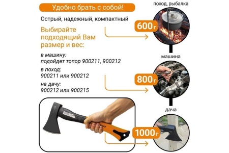 Топор VIRA RAGE 600г с фибергласовой рукоятью 900211