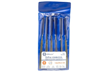 Набор надфилей № 1, 140х 50х3 мм, обрезиненные рукоятки 6 шт. чехол КОБАЛЬТ 790-083