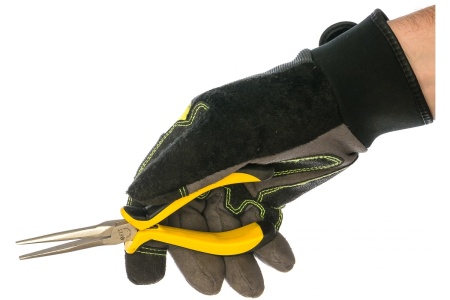 Тонконосы мини удлиненные, никелированное покрытие, черно-желтые мягкие ручки, 150 мм FIT HQ Профи 51636