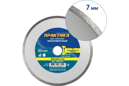 Диск алмазный Мастер (300х25.4 мм) ПРАКТИКА 038-951